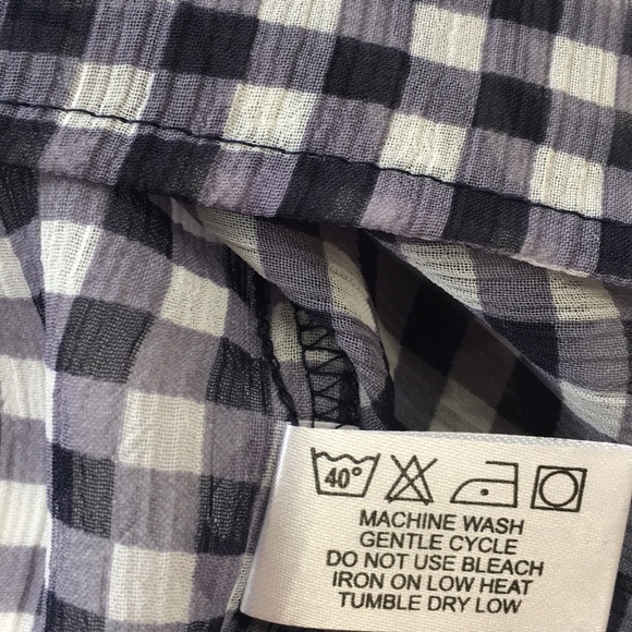 VIOLET + CLAIRE Gingham Check Popover Top Black & White Sz. S - Picture 8 of 8